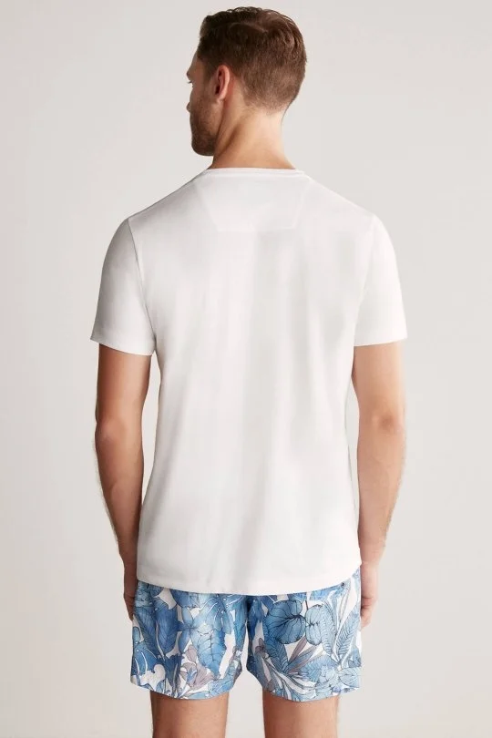 Hemington - Beach Baskılı Beyaz Pima Pamuk T-Shirt (5)