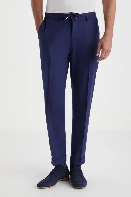 Hemington - Beli Lastikli Lacivert Yün Jogger Flanel Pantolon