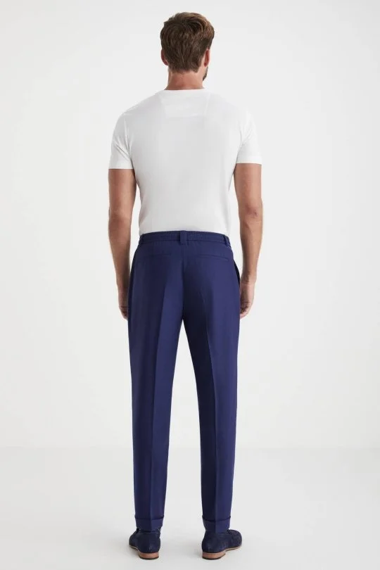Hemington - Beli Lastikli Lacivert Yün Jogger Flanel Pantolon (2)