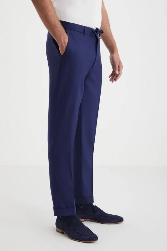 Hemington - Beli Lastikli Lacivert Yün Jogger Flanel Pantolon (3)