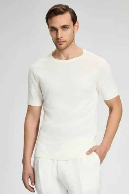 Hemington - Bisiklet Yaka Beyaz Giza Pamuk Triko T-Shirt