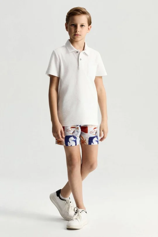 Hemington - Beyaz Havlu Kumaş Polo Yaka Çocuk T-Shirt (2)