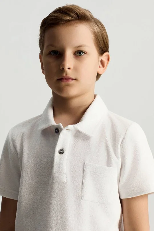 Hemington - Beyaz Havlu Kumaş Polo Yaka Çocuk T-Shirt (3)