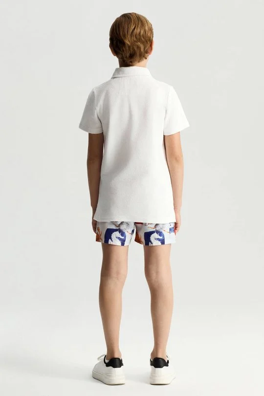 Hemington - Beyaz Havlu Kumaş Polo Yaka Çocuk T-Shirt (5)