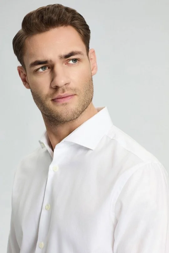 Hemington - Beyaz İtalyan Yaka Saf Pamuk Business Gömlek (1)