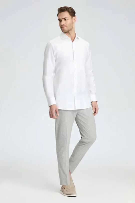 Hemington - Beyaz İtalyan Yaka Saf Pamuk Business Gömlek (3)