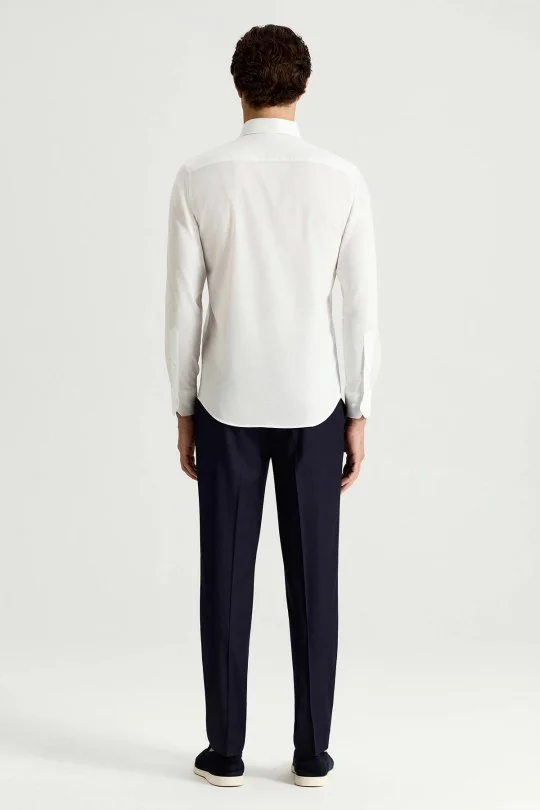 Hemington - Kuş Gözü Dokulu Non-Iron Business Gizli Düğme Beyaz Gömlek (5)