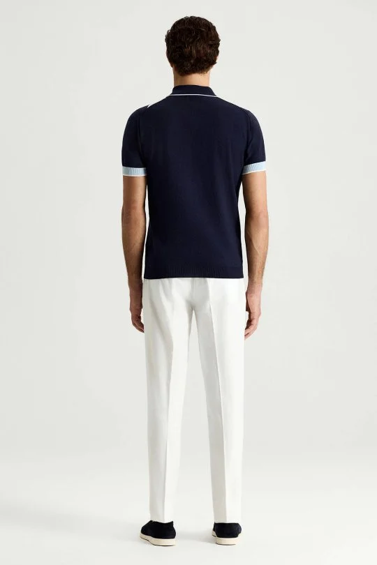 Hemington - Lacivert Beyaz Baklava Desen Triko Polo (4)