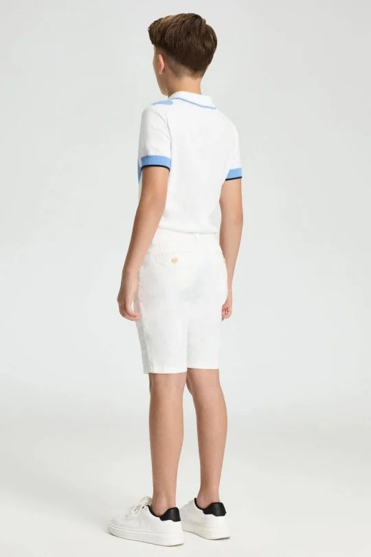 Hemington - Beyaz Pamuk Chino Çocuk Bermuda Şort (5)
