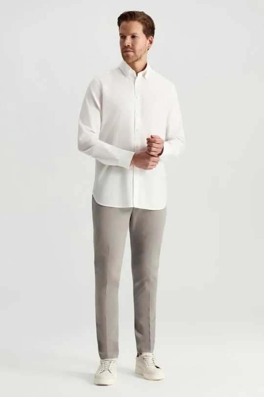 Hemington - Saf Pamuk Beyaz İnce Oxford Gömlek (4)