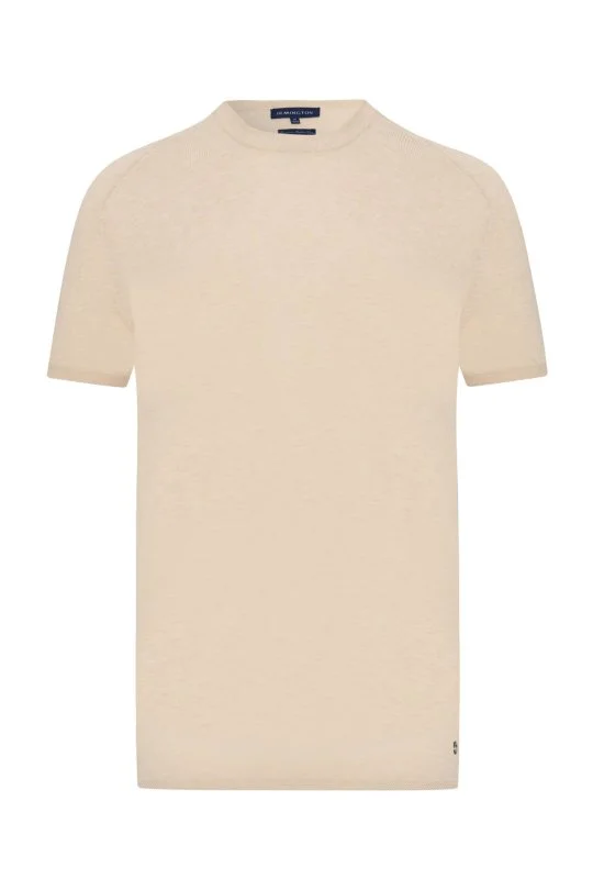 Hemington - Bisiklet Yaka Bej Giza Pamuk Triko T-Shirt (6)