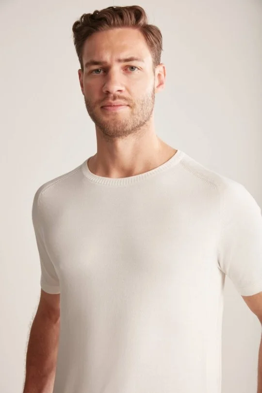 Hemington - Bisiklet Yaka Beyaz Giza Pamuk Triko T-Shirt