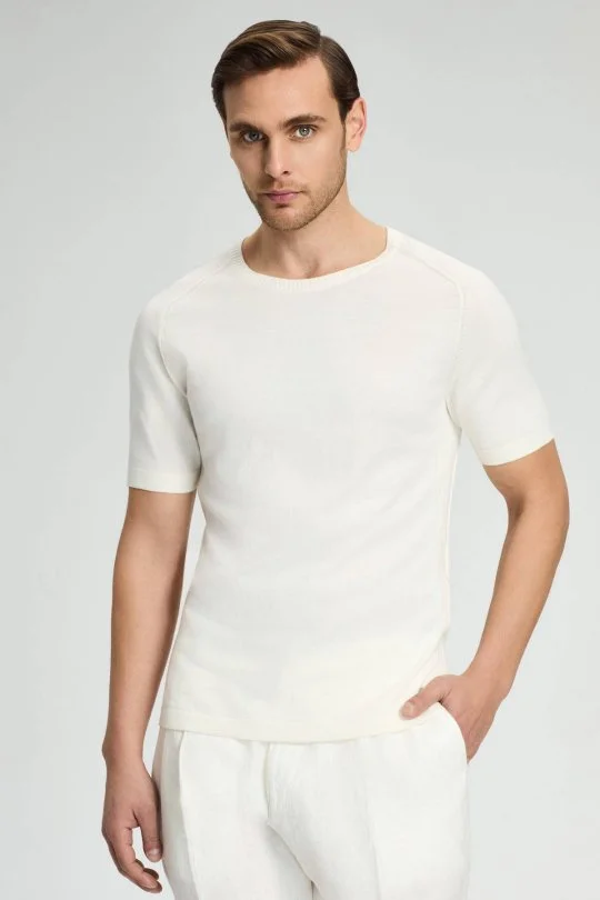 Hemington - Bisiklet Yaka Beyaz Giza Pamuk Triko T-Shirt (1)