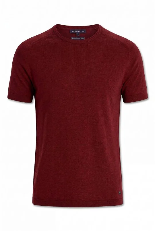 Hemington - Bisiklet Yaka Bordo Giza Pamuk Triko T-Shirt (6)