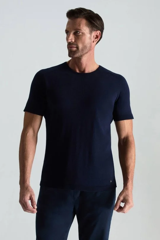 Hemington - Bisiklet Yaka Lacivert Giza Pamuk Triko T-Shirt