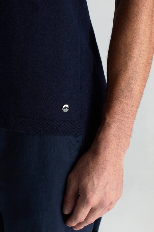 Bisiklet Yaka Lacivert Giza Pamuk Triko T-Shirt