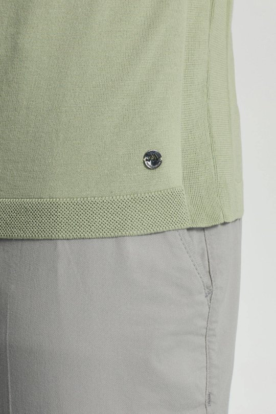 Bisiklet Yaka Yeşil Giza Pamuk Triko T-Shirt