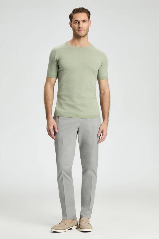 Bisiklet Yaka Yeşil Giza Pamuk Triko T-Shirt