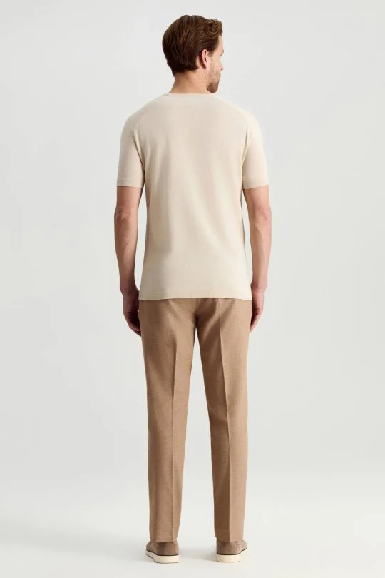 Hemington - Bisiklet Yaka Krem Rengi Giza Pamuk Triko T-Shirt (5)