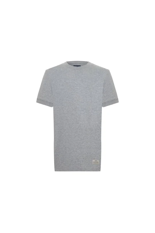 Bisiklet Yaka Rahat Resim Saf Pamuk Açık Gri Çocuk T-Shirt