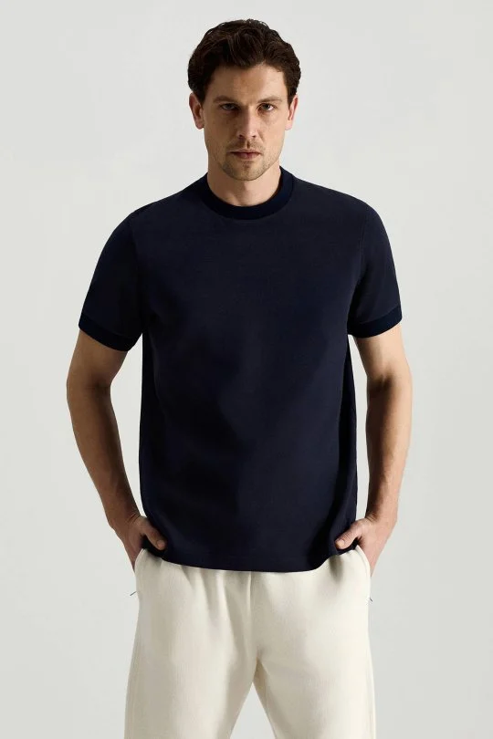 Hemington - Bisiklet Yaka Rahat Resim Saf Pamuk Lacivert T-Shirt (2)