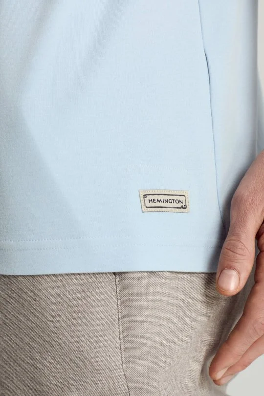 Hemington - Bisiklet Yaka Rahat Resim Saf Pamuk Mavi T-Shirt (4)