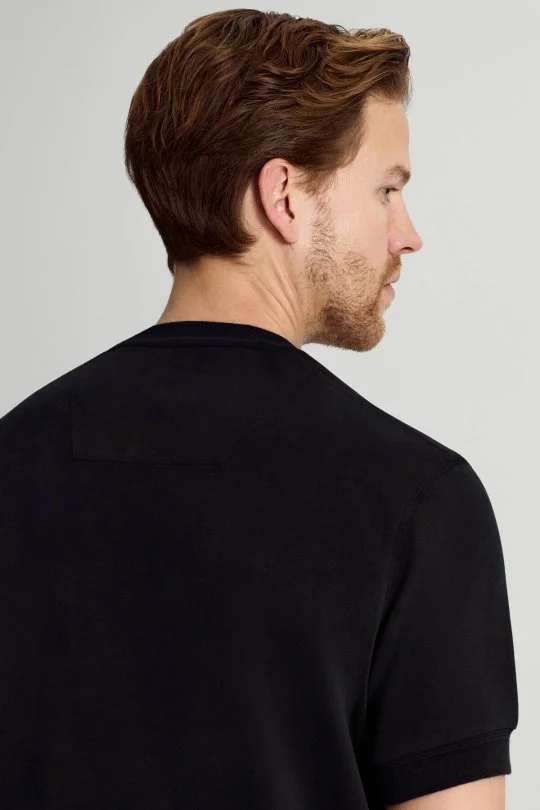 Hemington - Bisiklet Yaka Rahat Resim Saf Pamuk Siyah T-Shirt (4)