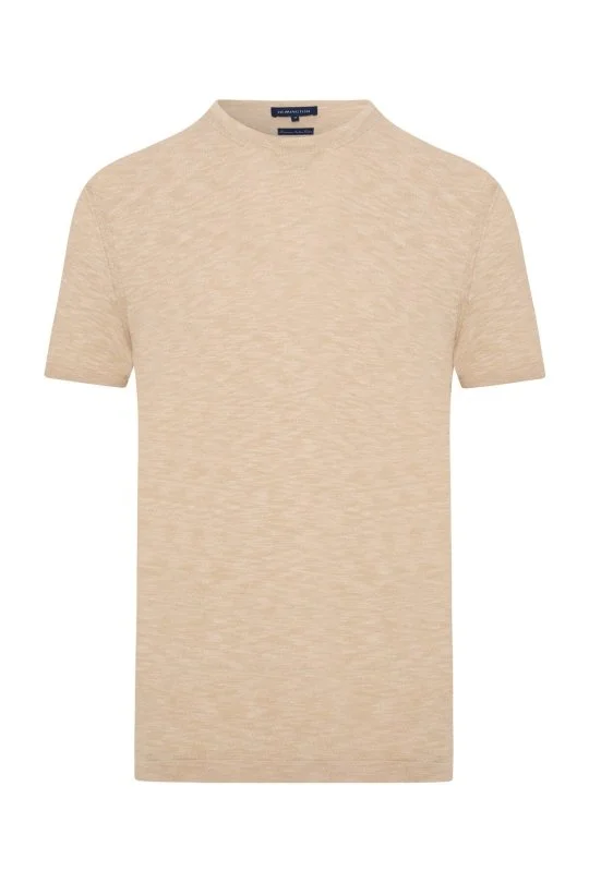 Hemington - Bisiklet Yaka Saf Pamuk Açık Bej Triko T-Shirt (6)
