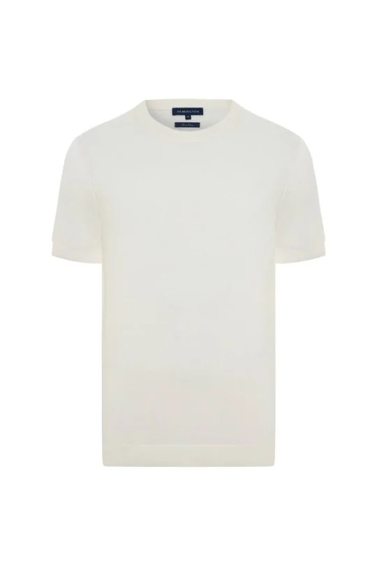 Hemington - Bisiklet Yaka Saf Pamuk Beyaz Triko T-Shirt (6)