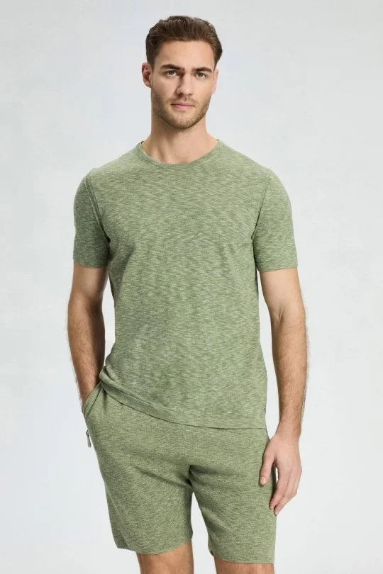 Hemington - Bisiklet Yaka Saf Pamuk Haki Triko T-Shirt (2)