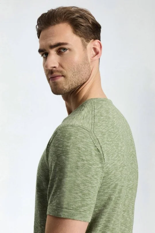Hemington - Bisiklet Yaka Saf Pamuk Haki Triko T-Shirt (3)