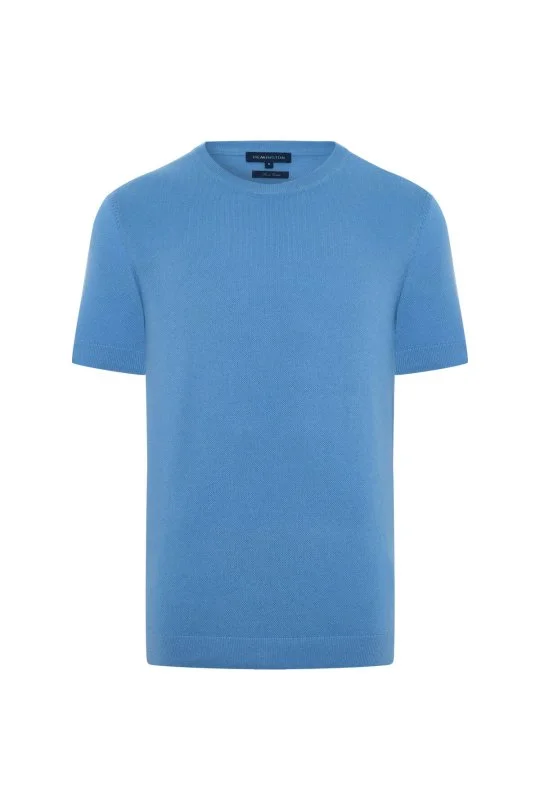 Hemington - Bisiklet Yaka Saf Pamuk Mavi Triko T-Shirt (6)