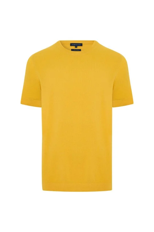 Hemington - Bisiklet Yaka Saf Pamuk Sarı Triko T-Shirt (6)