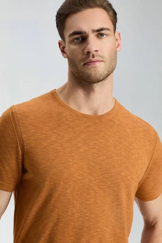 Hemington - Bisiklet Yaka Saf Pamuk Turuncu Triko T-Shirt (1)
