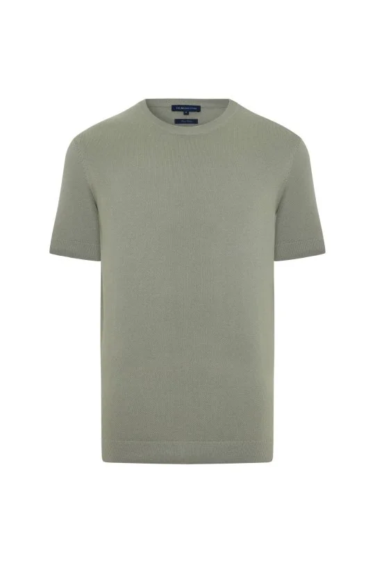 Hemington - Bisiklet Yaka Saf Pamuk Yeşil Triko T-Shirt (6)