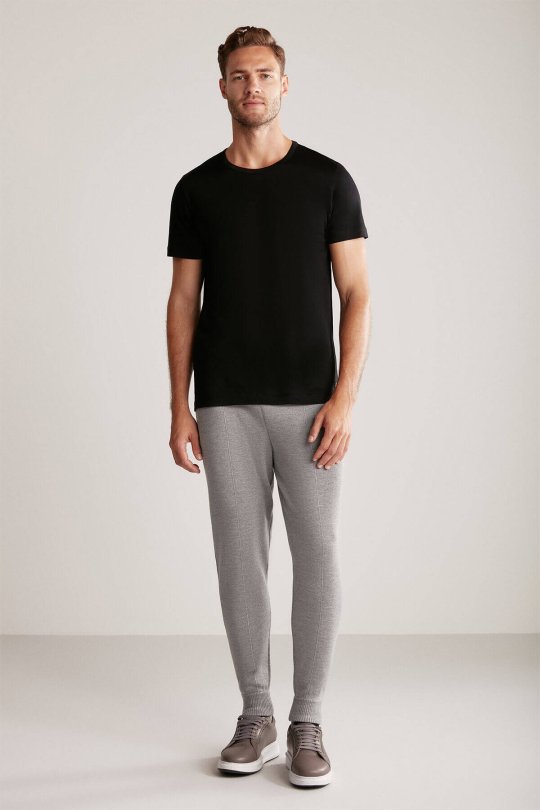 Bisiklet Yaka Siyah Basic T-Shirt