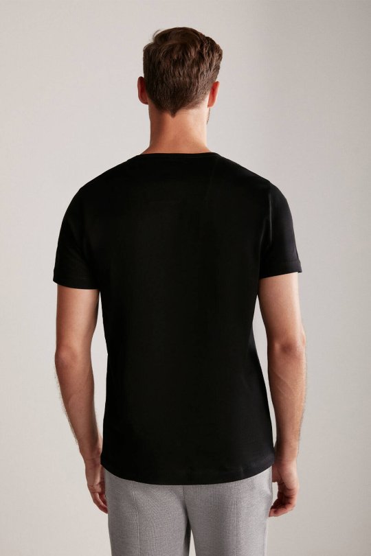 Bisiklet Yaka Siyah Basic T-Shirt