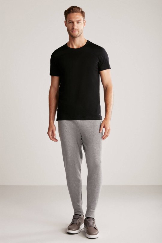 Bisiklet Yaka Siyah Basic T-Shirt