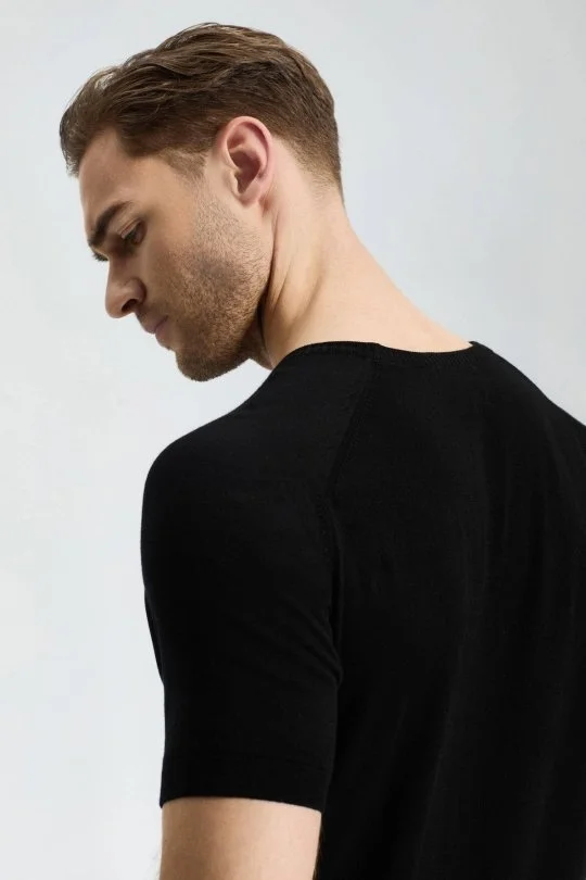 Hemington - Bisiklet Yaka Siyah Giza Pamuk Triko T-Shirt (5)