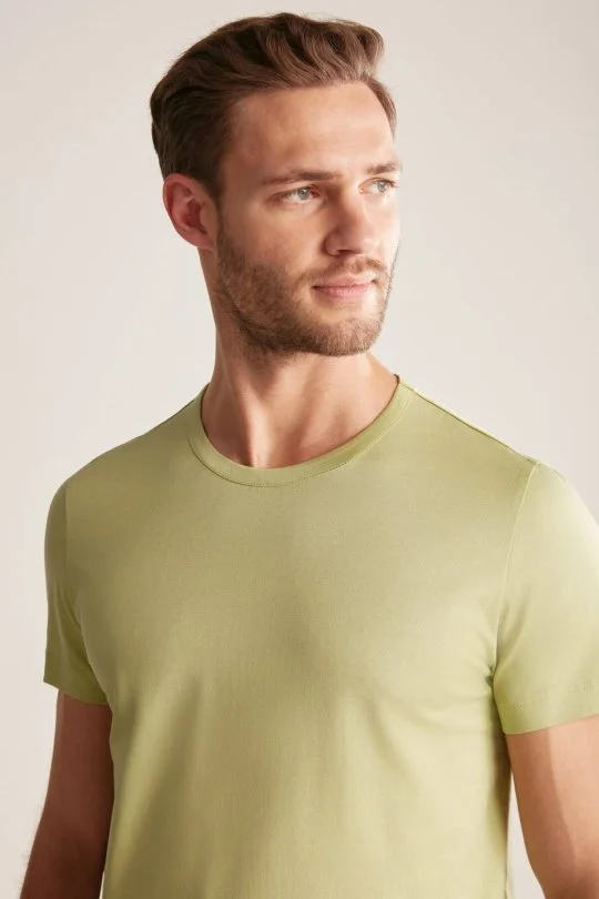 Hemington - Bisiklet Yaka Yeşil Basic T-Shirt