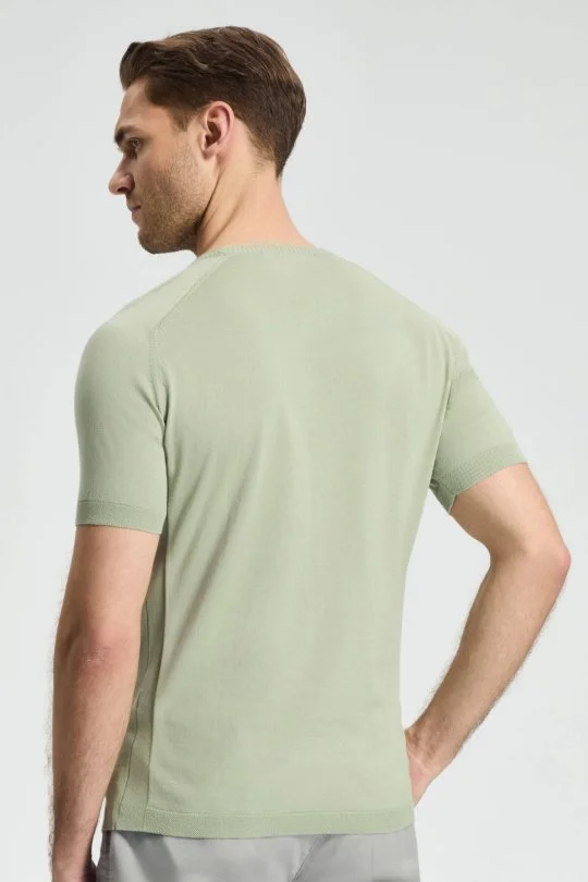 Hemington - Bisiklet Yaka Yeşil Giza Pamuk Triko T-Shirt (3)