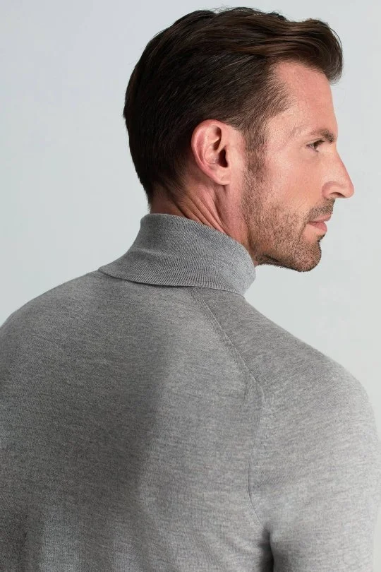 Hemington - Açık Gri Boğazlı Slim Fit Merino Yün Triko (4)