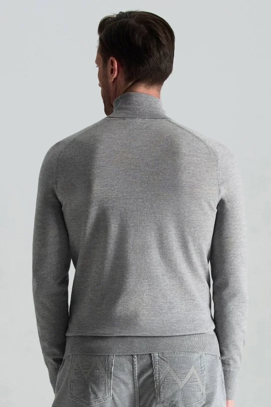 Hemington - Açık Gri Boğazlı Slim Fit Merino Yün Triko (3)