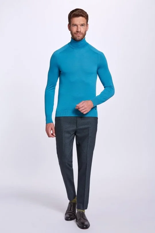 Hemington - Boğazlı Slim Fit Zümrüt Yeşili Merino Yün Triko (2)