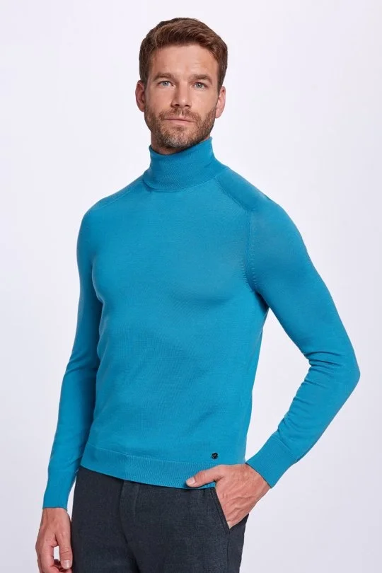 Hemington - Boğazlı Slim Fit Zümrüt Yeşili Merino Yün Triko (3)