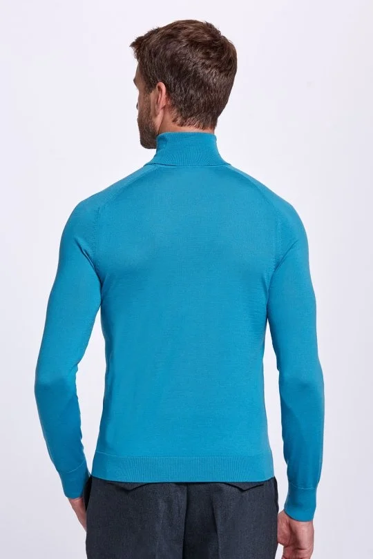 Hemington - Boğazlı Slim Fit Zümrüt Yeşili Merino Yün Triko (4)