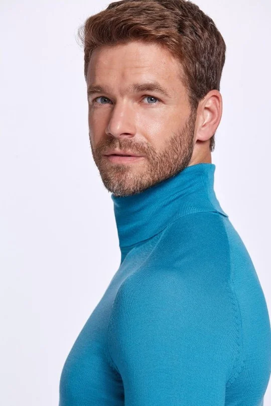 Hemington - Boğazlı Slim Fit Zümrüt Yeşili Merino Yün Triko (7)