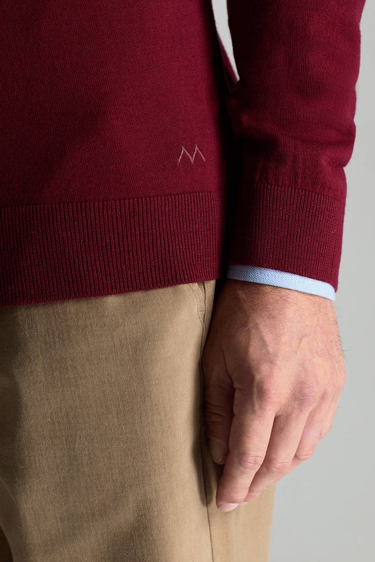Extrafine Merino Polo Yaka Bordo Triko