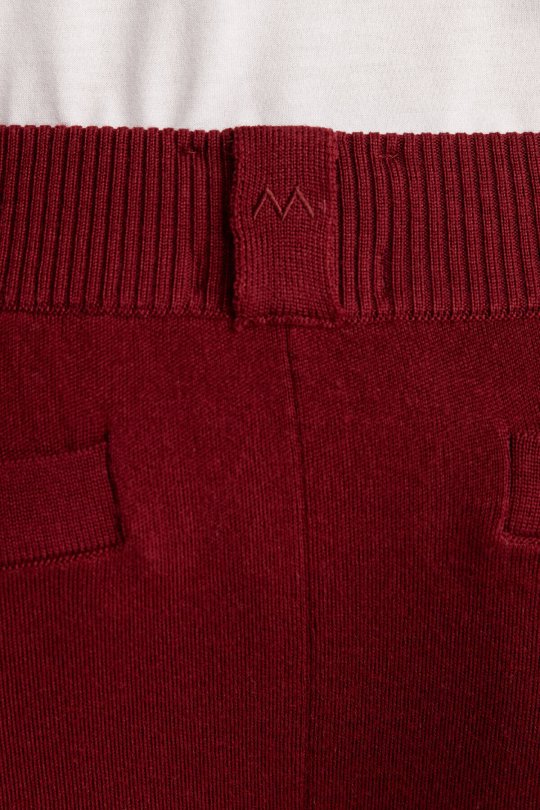Bordo Merino Yün Activewear Triko Pantolon