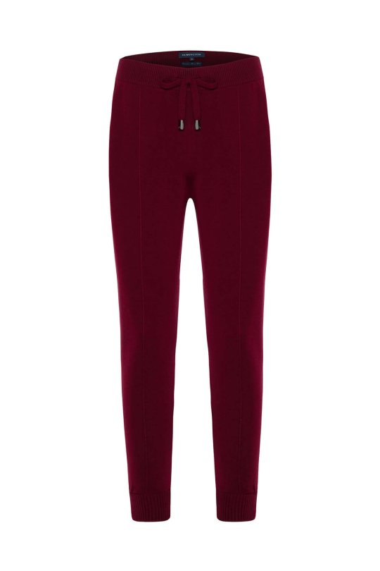 Bordo Merino Yün Activewear Triko Pantolon